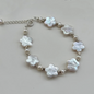 Flower Floral Baroque Pearl Bead Bracelet Charm Fashion Dainty  Jewelry 925 Silver Chain