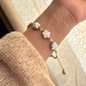 Flower Floral Baroque Pearl Bead Bracelet Charm Fashion Dainty  Jewelry 925 Silver Chain