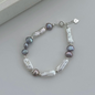 Baroque Irregular Pearl Bead Bracelet Adjustable Handmade 925 Sterling Silver Chain Jewelry