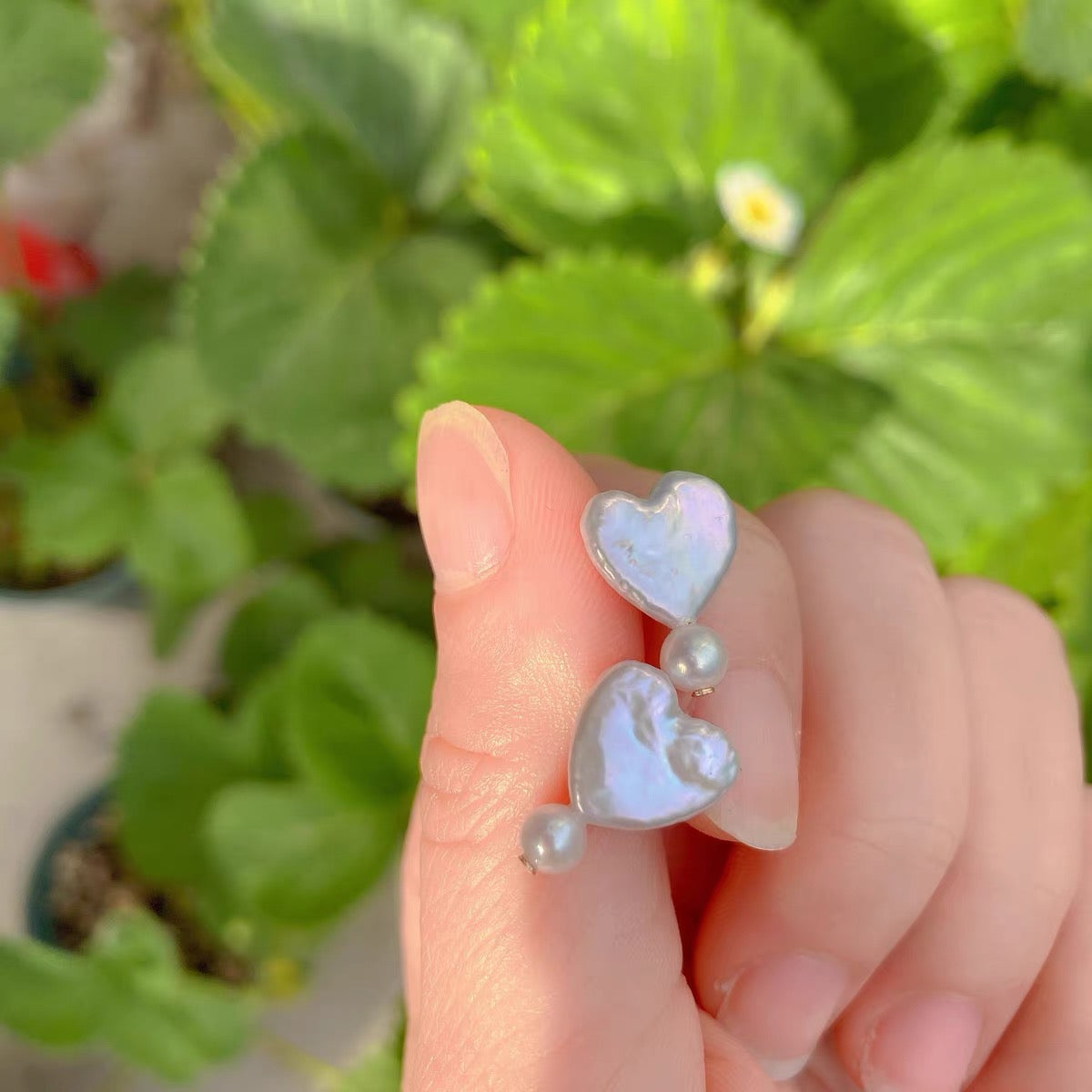 Baroque White Pearl Earrings Cute Dainty 925 Silver Heart Shape Earring Fashion Trendy Charm Jewelry