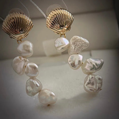 Baroque Beaded Pearl Dangle Drop Long Earring Fashion Charm Trendy Retro Vintage Jewelry