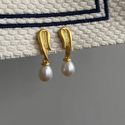 Baroque Freshwater Pearl Earrings  Dangle Drop Retro Vintage Jewelry Gold Plated Earring