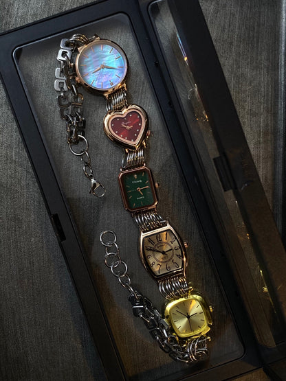 Vintage Punk Multicolor 5-Clock Watch Choker Necklace, Customizable Choker Necklace.