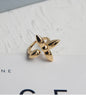 Vintage Patchwork Clover Ring, Women's Four-Leaf Flower Open Ring, Adjustable Size