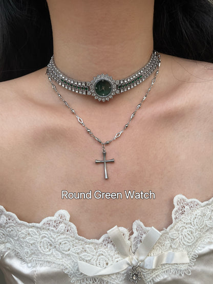 Elegant Diamonds Watch Choker Neckalce