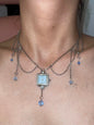 Vintage Wire Weaving Watch Choker, Elegant Crystal Tassel Silver Chain, Y2K  Necklace, Stylish Layered Silver Chain Accessory.
