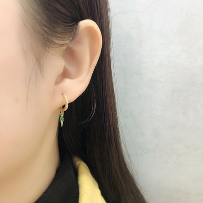 Elegant s925 Sterling Silver Hoop Earrings with Marquise Gemstones & Diamond Accents