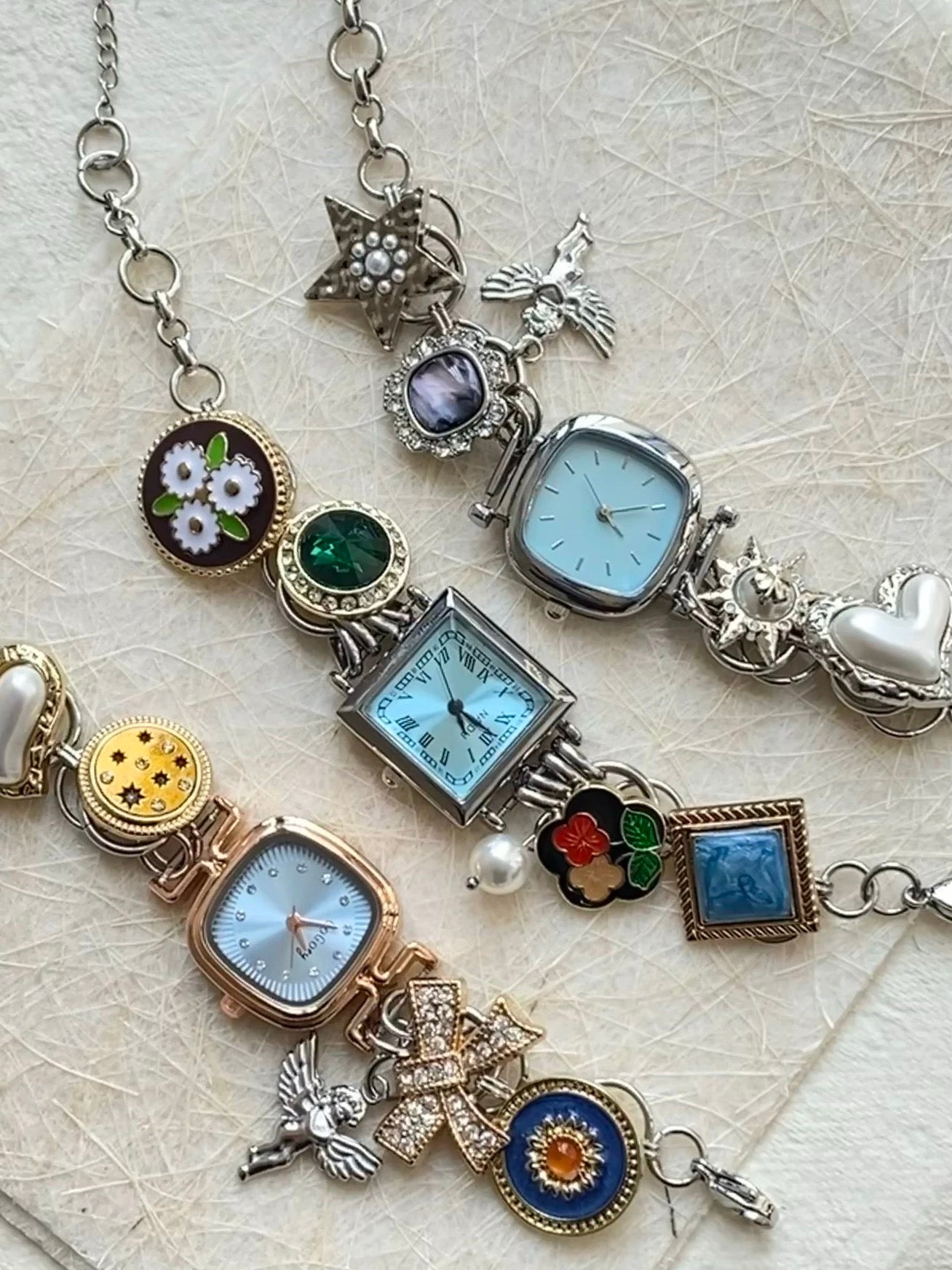 Vintage Blue Multi-Charm Watch Bracelet