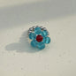 Handmade Beaded Flower Rings Cute Vintage Titanium Steel Bead Jade Finger Rings for Women Jewelry