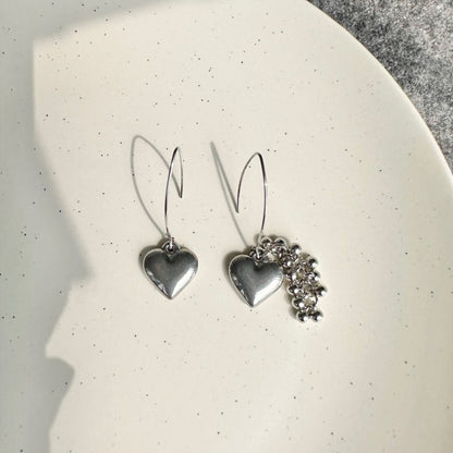Asymmetric Heart Shape Drop Earrings Titanium for Women Teens Dangle Earrings Hook