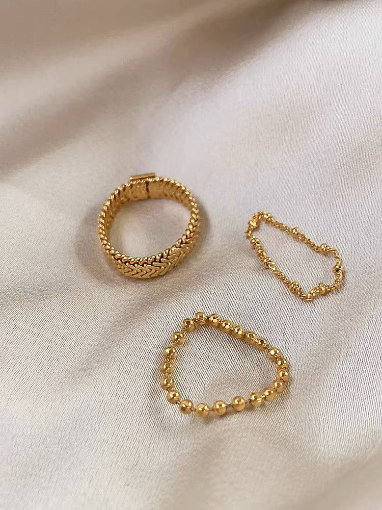 MoJone Vintage Snake Bone 18K Gold-Plated Ring, Soft Chain Ring, for Female