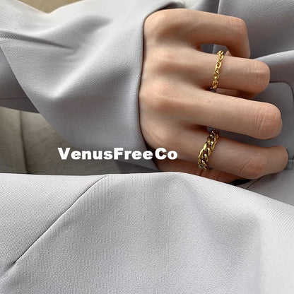 MoJone Fade-resistant Stacked Gold Chain Ring, French Chic, for Female