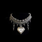 Y2K Punk Heavy duty Heart Watch Pendant Necklace Multilayer Layered Choker Long Chain Pendant Necklace for Women Jewelry