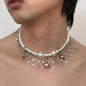 Gothic Layered Pearl Choker Retro Punk Stacked Necklace with Long Chain for Women Gift