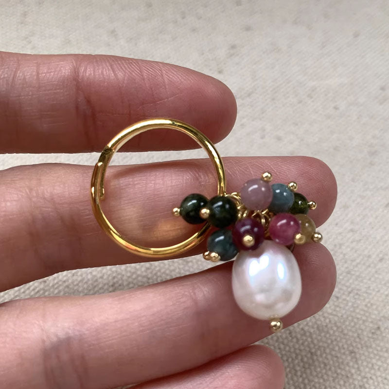 Vintage Pearl Ring for Women Cluster Rings Stacking Promise Pearl Rings Adjustable Open Pearl Finger Ring Trendy Personality Pearl Statement Jewelry for Women