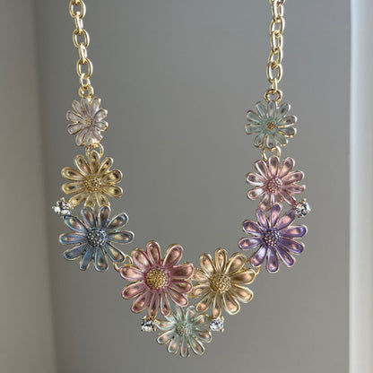 Retro Daisy Alloy Necklace Earrings Jewelry Set for Women