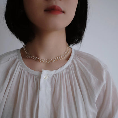 MoJone Original Handmade Crochet Pearl Gold Necklace for Female