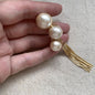 Retro Pearl Tassel Drop Earrings Fashion Vintage Pearl Ear Clip Golden for Women Girls Tassel Ear Clips Statement Jewelry Party Prom Wedding ﻿