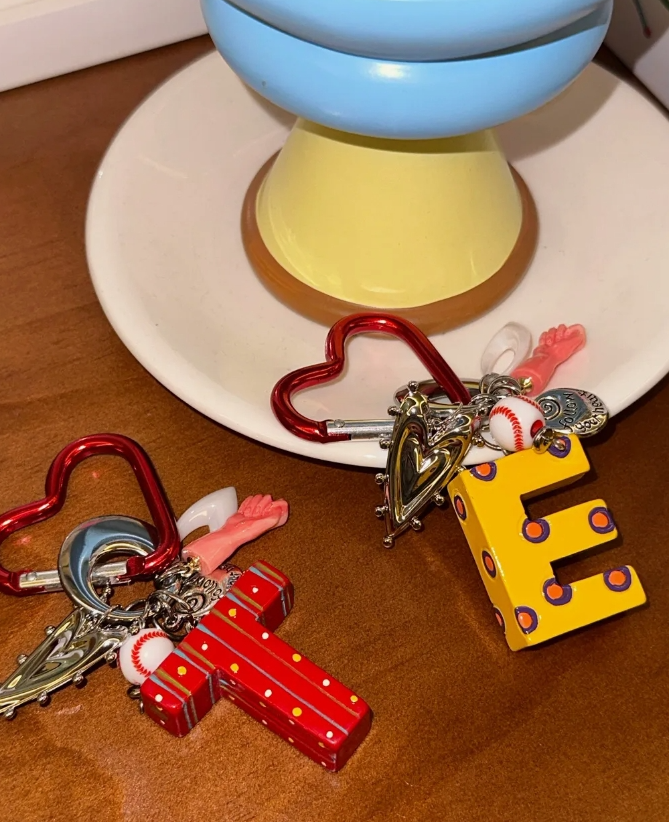 Cyber Punk Vintage colorful Letter Strap keychain, Y2K Titanium Steel Bag Accessories, Perfect Unique Handmade Gift