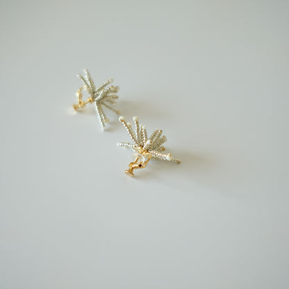 MoJone Stylish Original Firework Silver Earrings and Clips for Female, Fashion Accessory