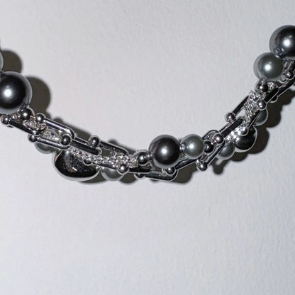 Punk Beaded Pearl Necklace - Grey Pearl Choker Necklaces for Women and Man Fashion Jewelry Birthday Gift