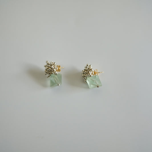 MoJone Handmade Original  Green Stone Silver Beads Elegant Earrings for Female