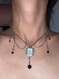 Vintage Wire Weaving Watch Choker, Elegant Crystal Tassel Silver Chain, Y2K  Necklace, Stylish Layered Silver Chain Accessory.