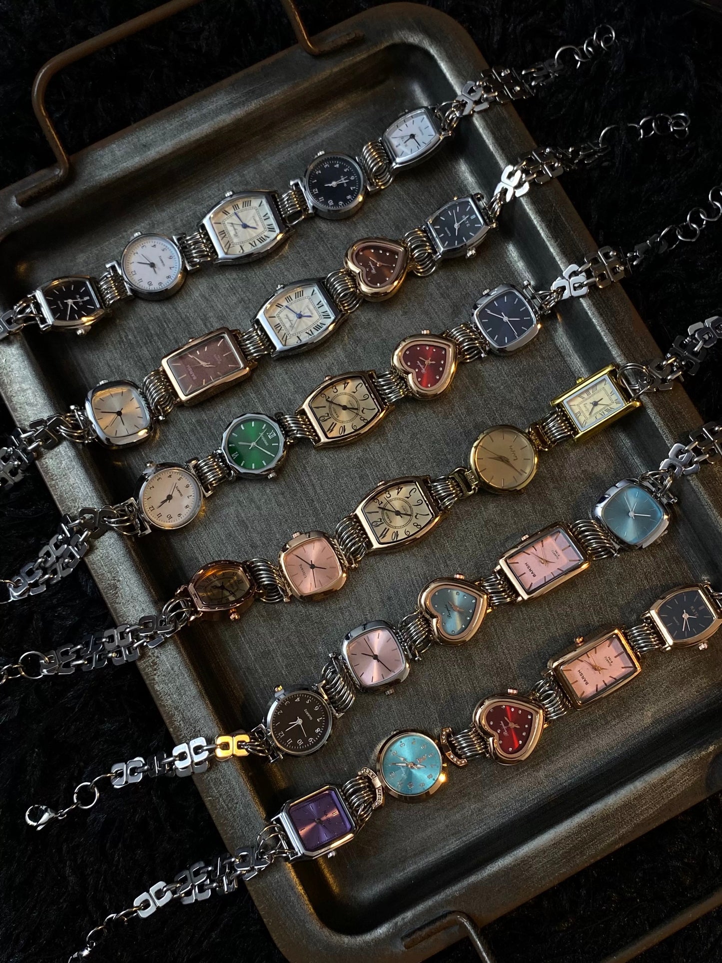 Vintage Punk Multicolor 5-Clock Watch Choker Necklace, Customizable Choker Necklace.