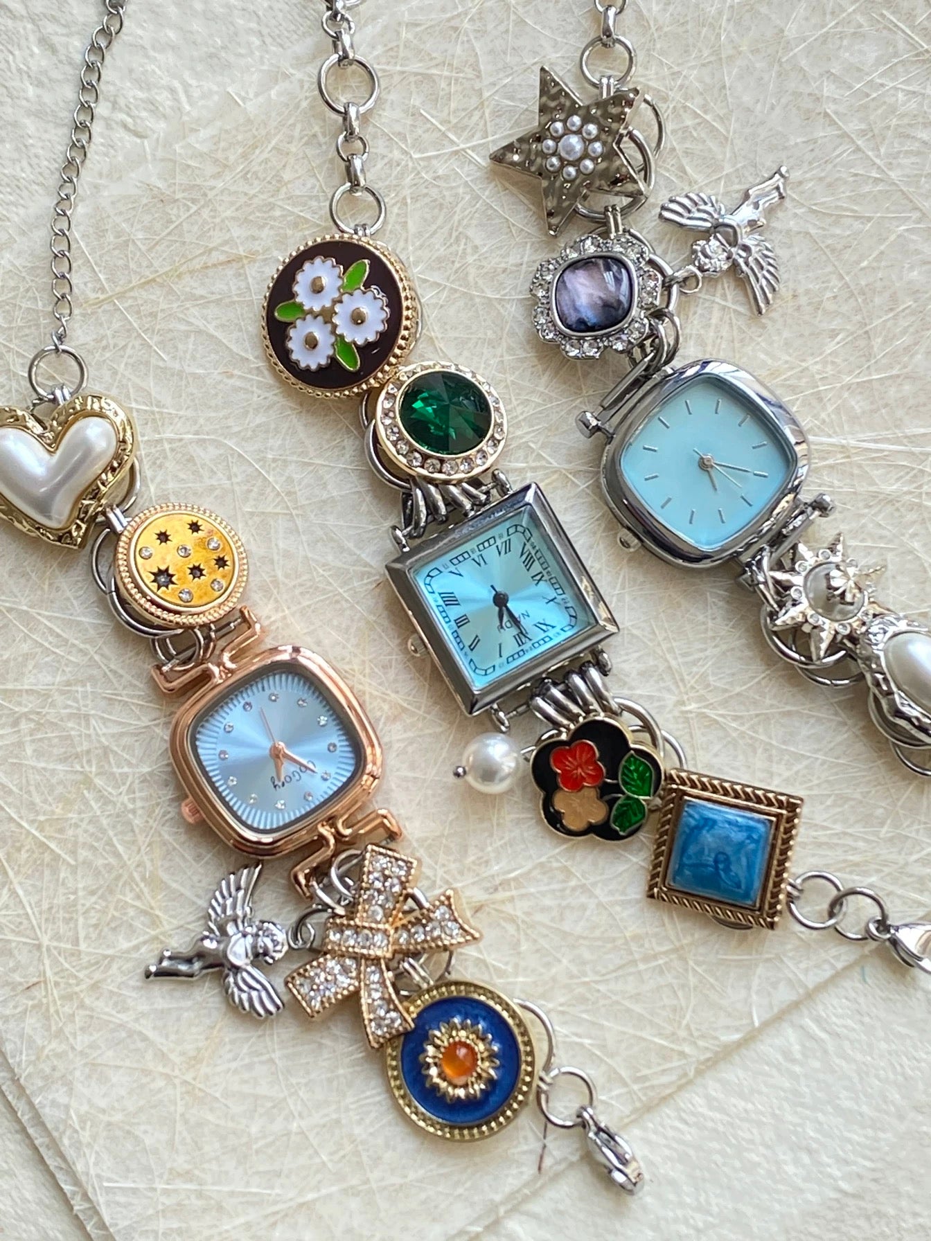 Vintage Blue Multi-Charm Watch Bracelet