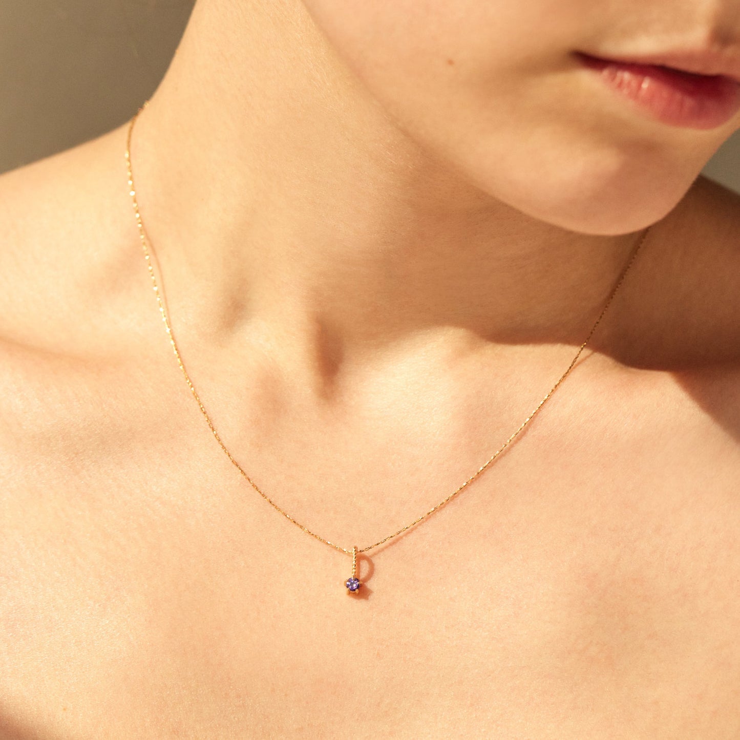 Zodiac Birthstone Necklace, Round Pendant with Colored Zirconia, Copper and Zirconia, 14k Gold Plated