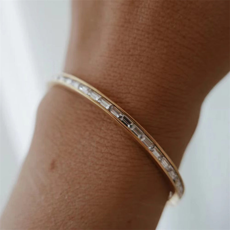 Titanium Steel Gold-Plated Diamond-Studded Bracelet