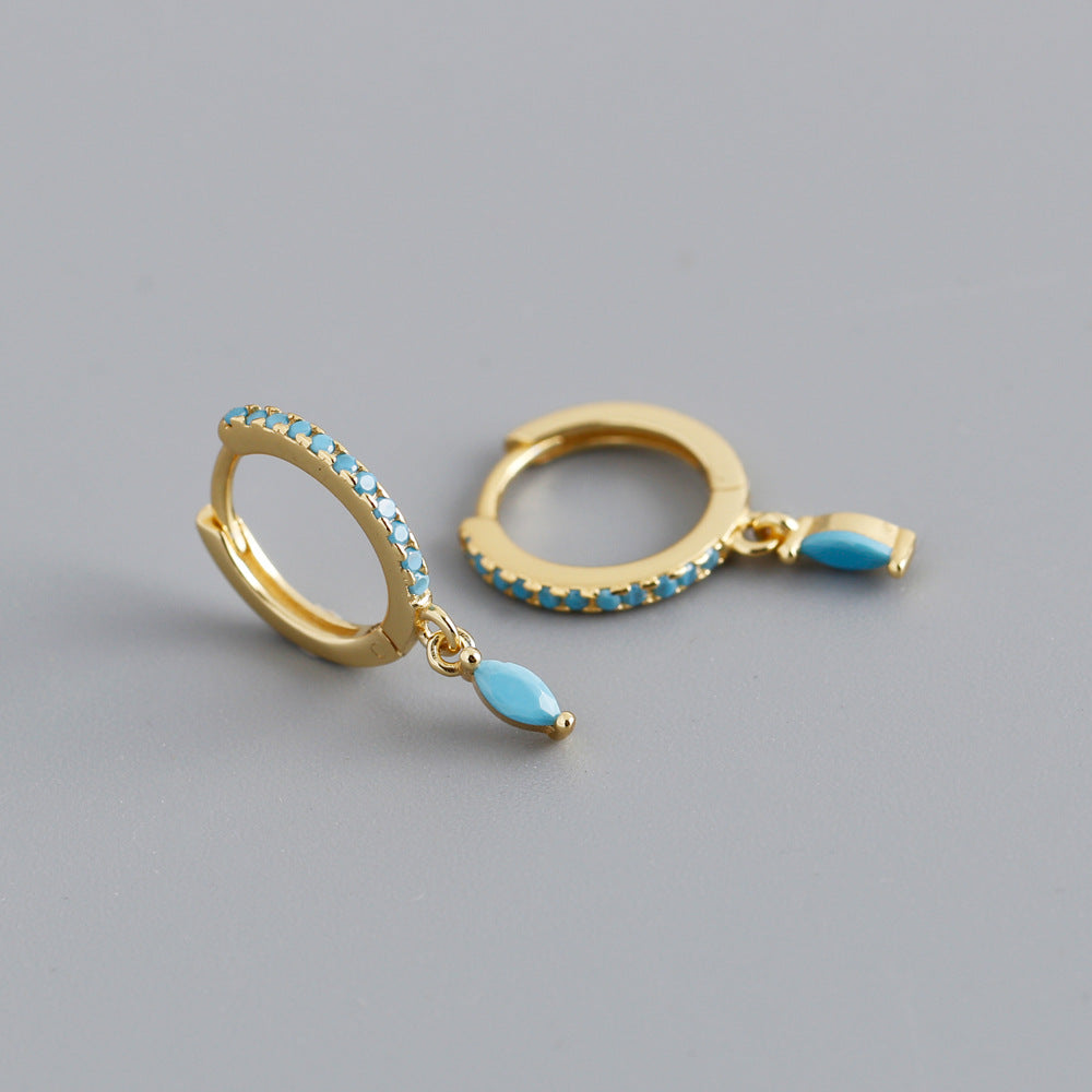 Elegant Multicolor Marquise Gemstone S925 Sterling Silver Hoop Earrings