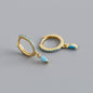Elegant Multicolor Marquise Gemstone S925 Sterling Silver Hoop Earrings
