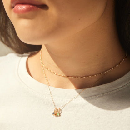 Zodiac Birthstone Necklace, Round Pendant with Colored Zirconia, Copper and Zirconia, 14k Gold Plated