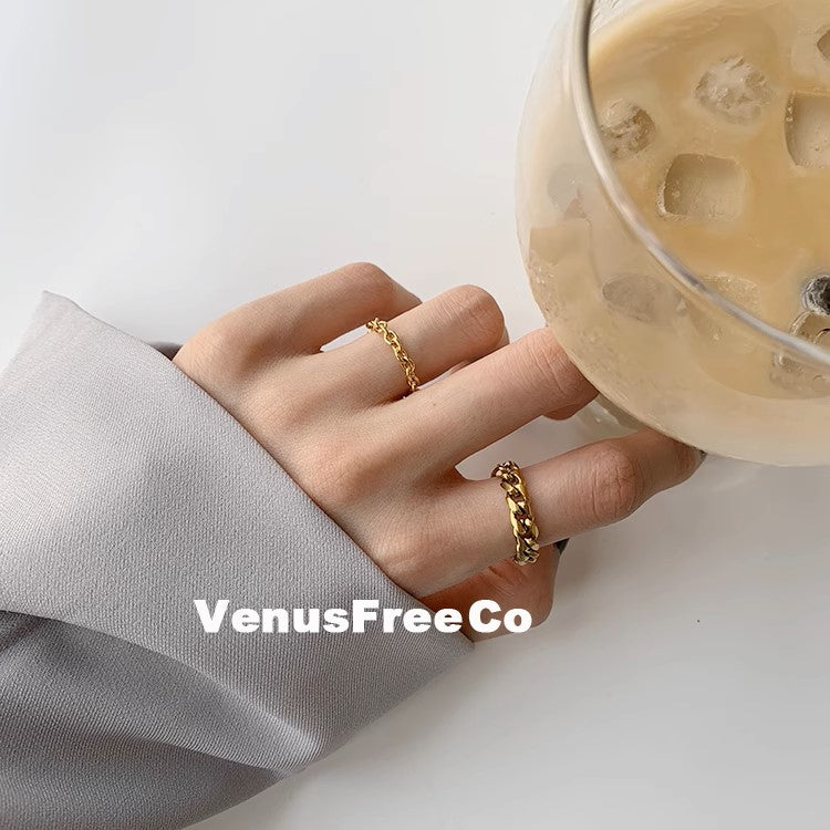 MoJone Fade-resistant Stacked Gold Chain Ring, French Chic, for Female