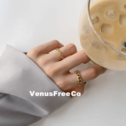 MoJone Fade-resistant Stacked Gold Chain Ring, French Chic, for Female