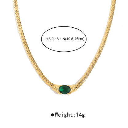 MoJone Vintage 18K Gold-plated Green Zicron Necklace for Female