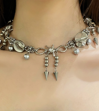Cyber Punk Vintage Handmade Choker, Rivet Necklace, Y2K accessory, Perfect Unique Gift for Woman
