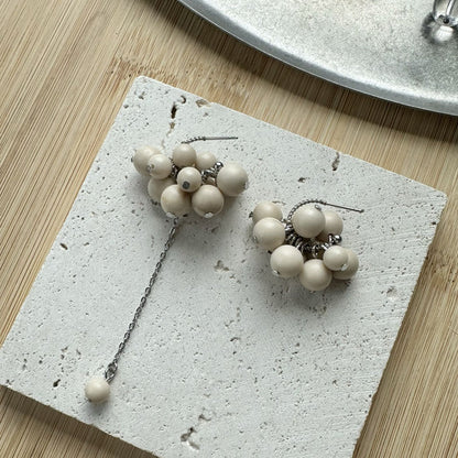 New Chinese Style Asymmetric Bead Earrings White Jade for Women Jewelry Gifts