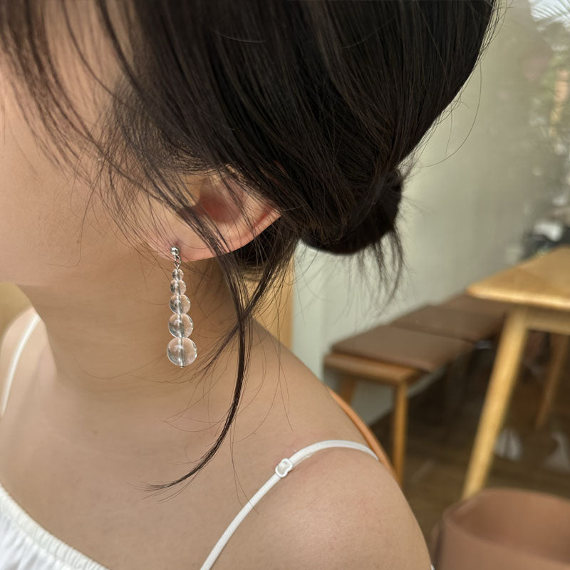 New Chinese Style Natural Stone Gradient Size Beaded Earrings for Women Earrings Trendy Jewelry