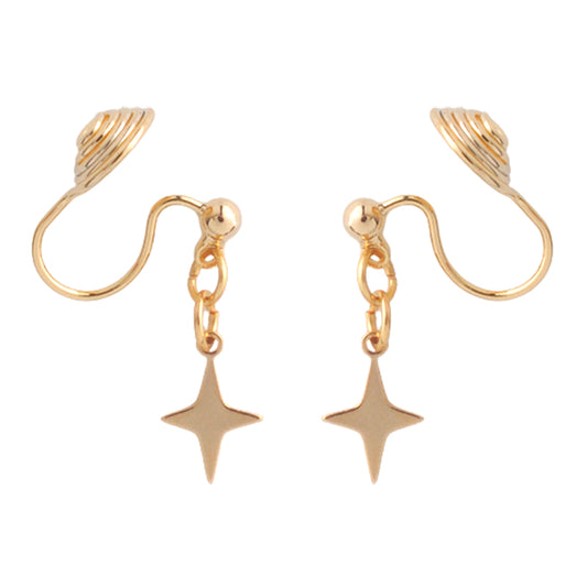 Painless Mosquito Coil Ear Cuff with GOODLUCK Letter Charm and Star Pendant and Ice Cream Cone