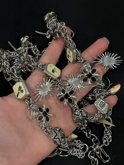 Cyber Punk Vintage Chunky Metal Chain Necklace，Silver Star Pendant Choker,  Trendy Jewelry, Y2KAccessories, Perfect Unique Handmade Gift