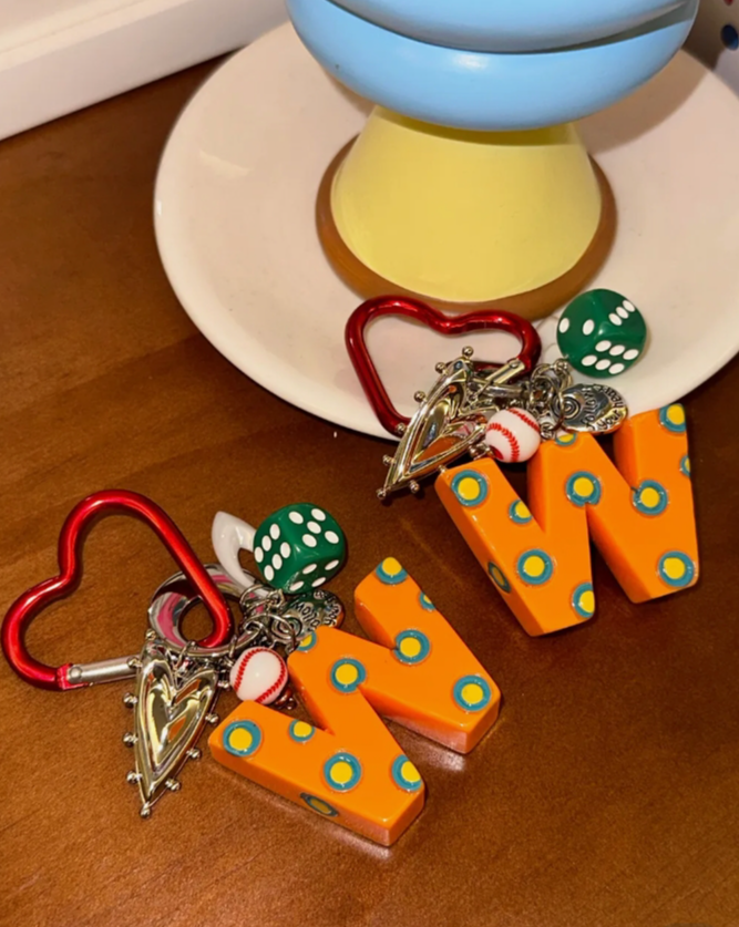 Cyber Punk Vintage colorful Letter Strap keychain, Y2K Titanium Steel Bag Accessories, Perfect Unique Handmade Gift
