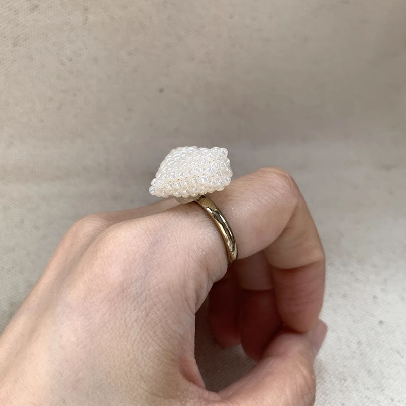 Sweet French Design Bead Woven Heart Shape Earrings,Bead Rings,Adjustable Rings Jewelry Earrings High End Minimalist Pearl Earrings Luxury Temperament Women Earrings