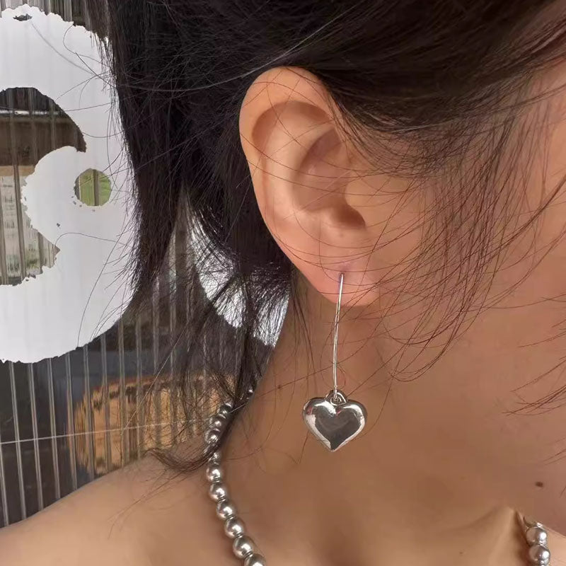 Asymmetric Heart Shape Drop Earrings Titanium for Women Teens Dangle Earrings Hook