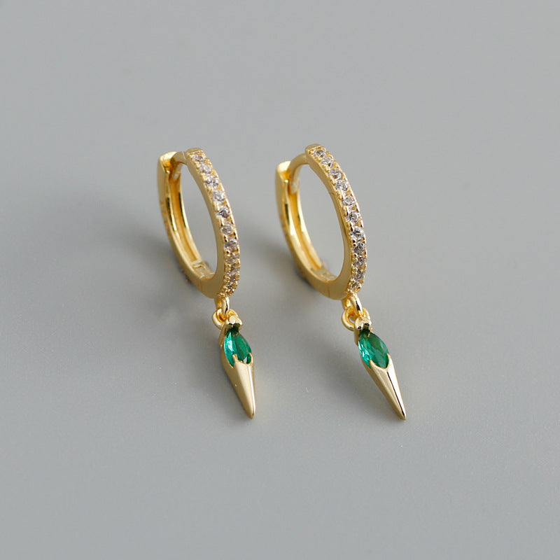Elegant s925 Sterling Silver Hoop Earrings with Marquise Gemstones & Diamond Accents