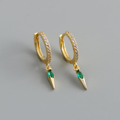 Elegant s925 Sterling Silver Hoop Earrings with Marquise Gemstones & Diamond Accents