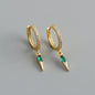 Elegant s925 Sterling Silver Hoop Earrings with Marquise Gemstones & Diamond Accents