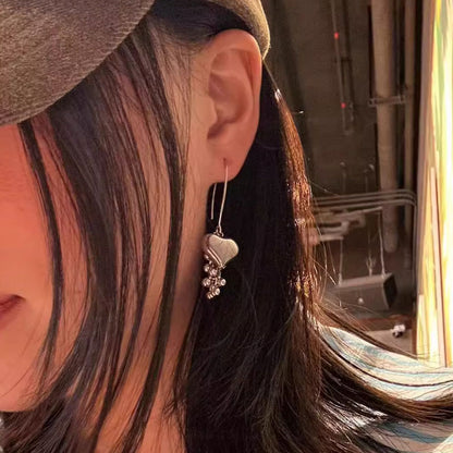 Asymmetric Heart Shape Drop Earrings Titanium for Women Teens Dangle Earrings Hook