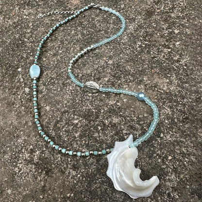 Fashion Sea Shell Pendant Necklace Beaded Choker for Women Girls